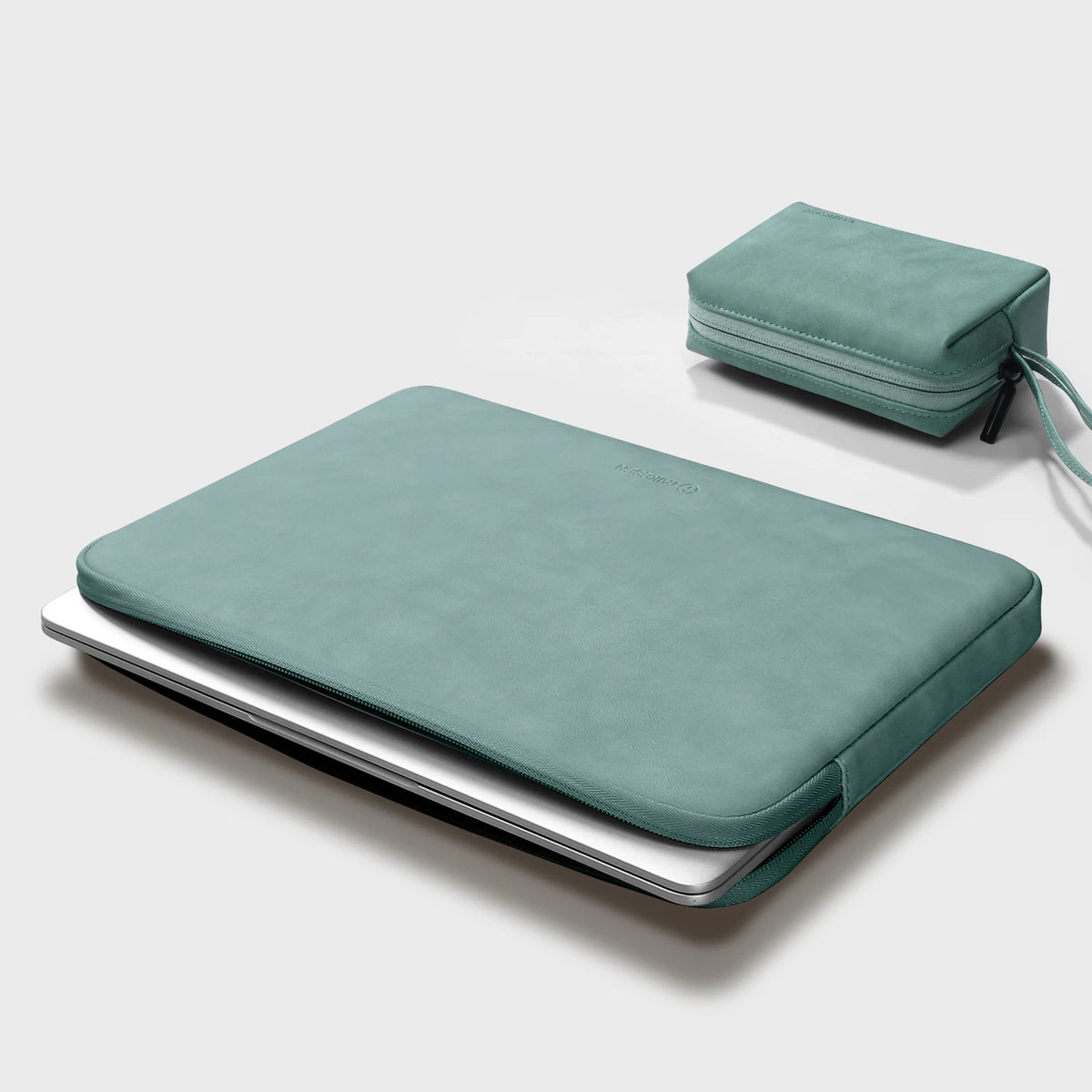 Pochette ordinateur 14 pouces en simili cuir avec fermeture zippée