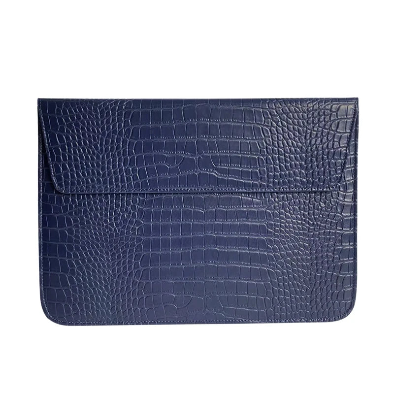 Pochette ordinateur cuir femme noire crocodile