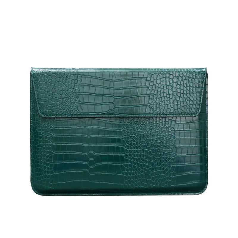 Pochette ordinateur cuir homme 13 pouces - vert sarcelle
