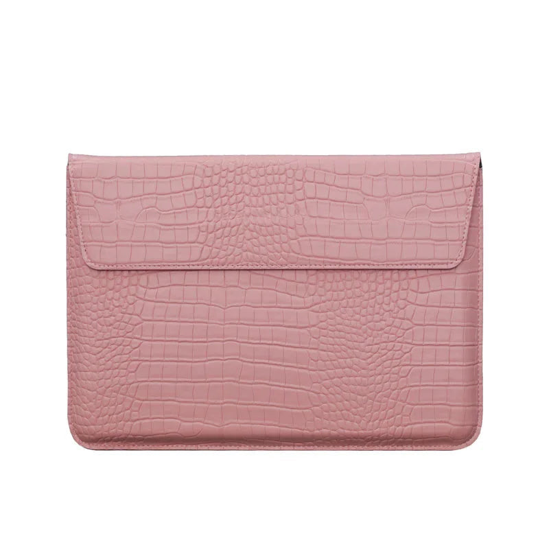 Pochette ordinateur cuir homme 13 pouces - rose crocodile