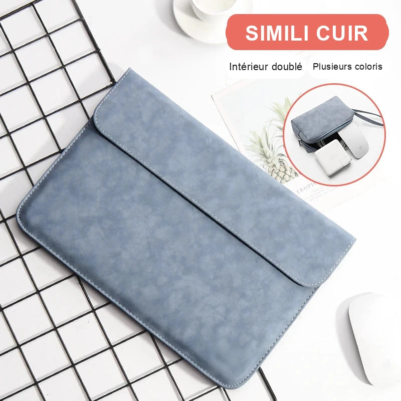 Pochette ordinateur 14 pouces patchwork avec rabat