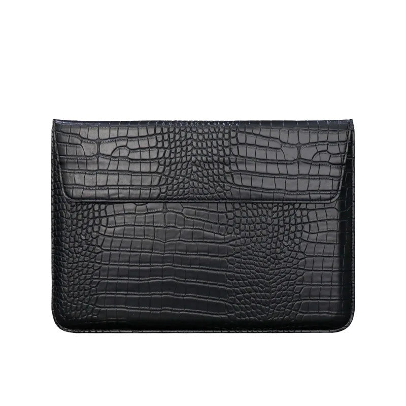Pochette ordinateur cuir homme 13 pouces - noir crocodile