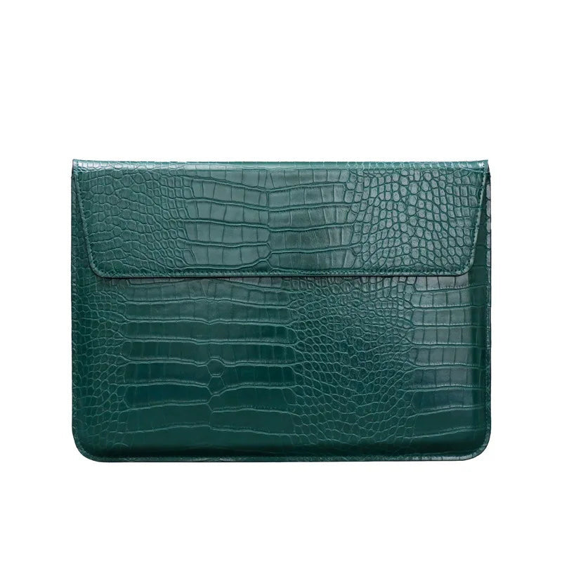 Pochette ordinateur cuir homme 13 pouces - vert sarcelle